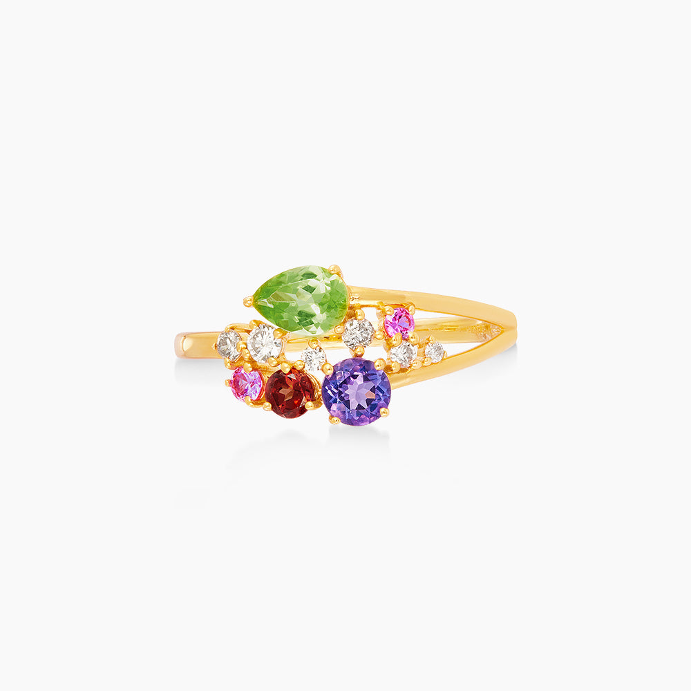 CHIC | Multi-Coloured Gemstone and Diamond Ring in 375/9K Yellow Gold 263021223(YG)