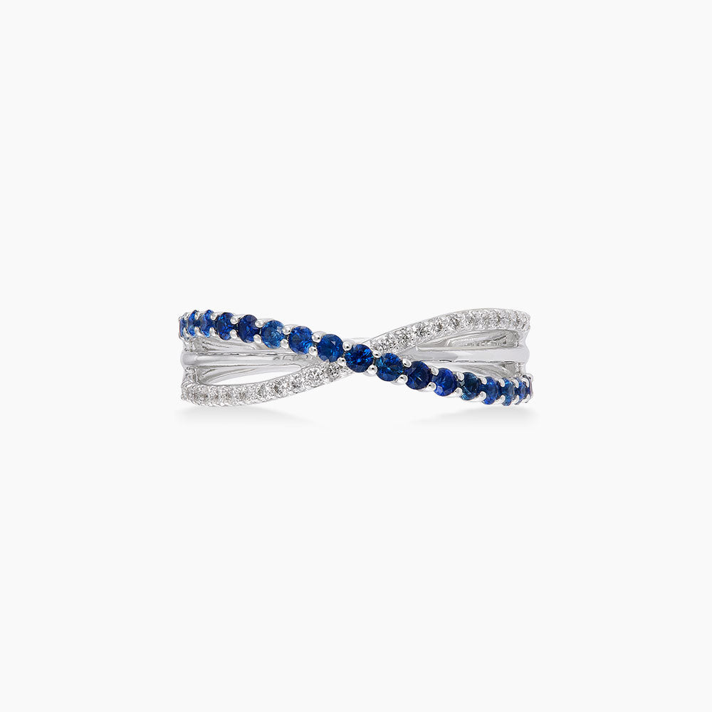 Blue Sapphire and Diamond Ring in 375/9K White Gold 271000125(WG)-BS