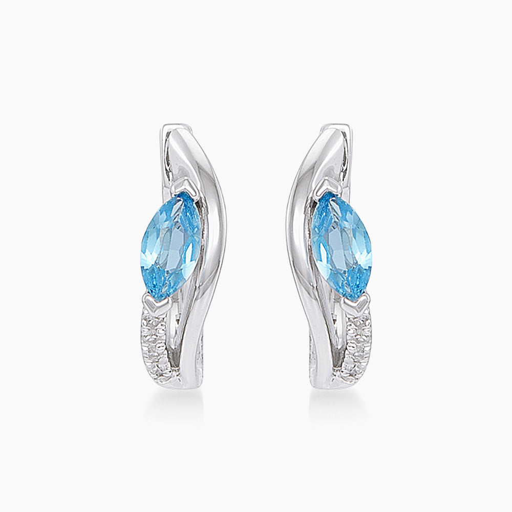 Marquise Blue Topaz and Diamond Earrings in 375/9K White Gold 458440526(WG)-BTOPZ