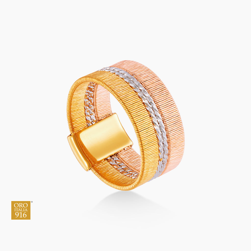 SICILIA | Oro Italia 916 Yellow, White and Rose Gold Ring GR61880326-TI (22K Gold)