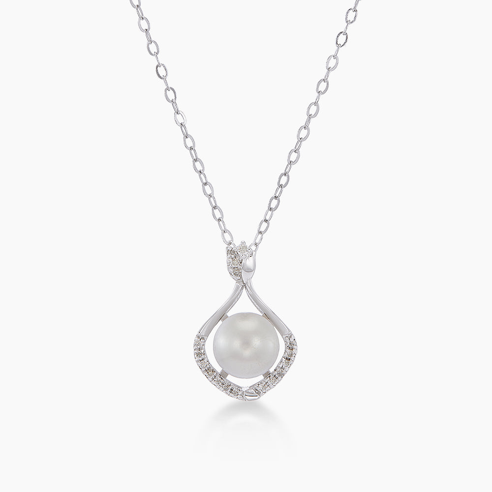 925 Diamond and Fresh Water Pearl Necklace 561750826