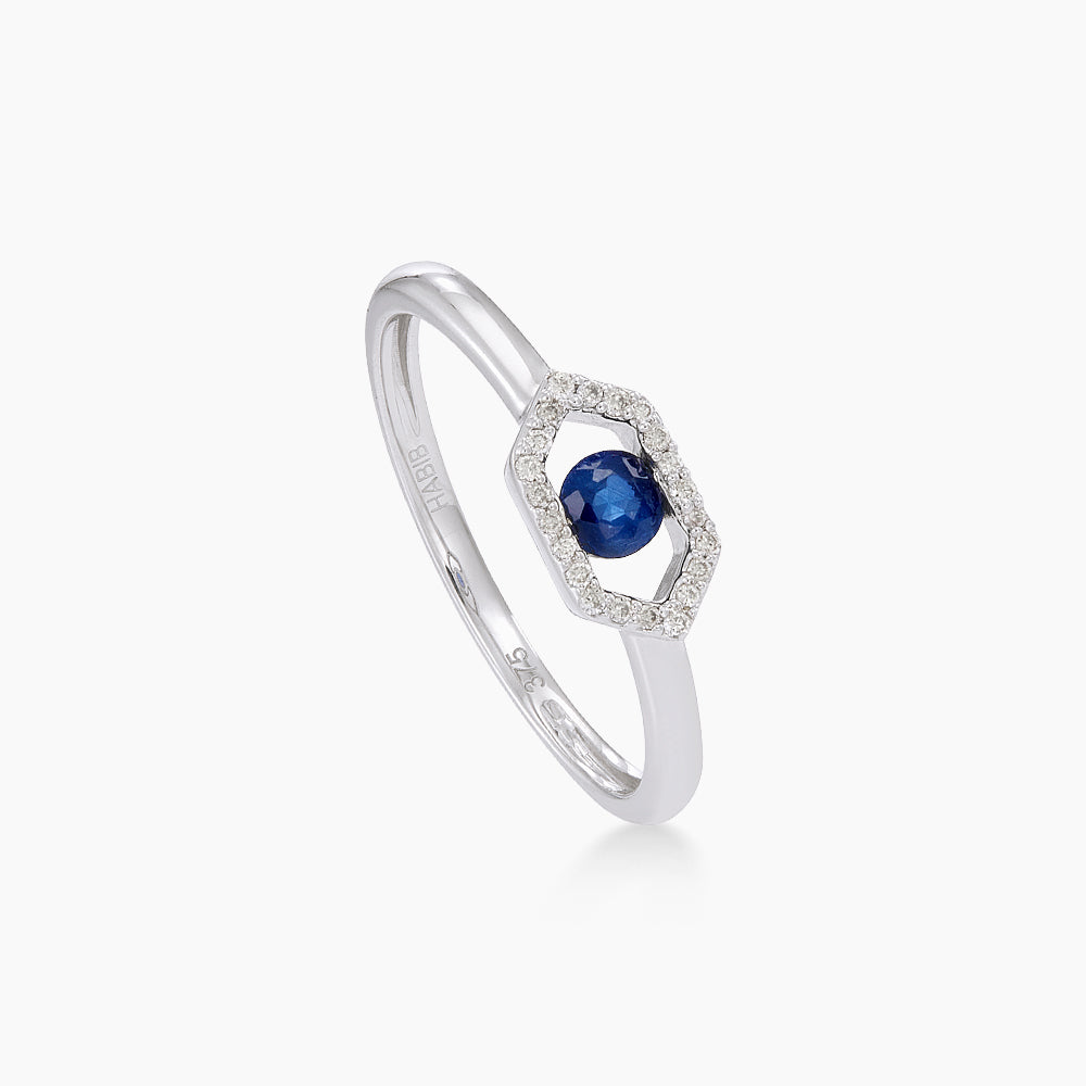 Blue Sapphire and Diamond Ring in 375/9K White Gold 275840726(R)