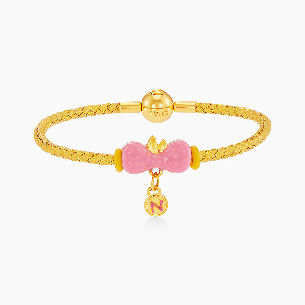 HABIB x Didi & Friends | Adjustable 999/24K Gold Leather Bracelet (Nana/Ribbon) BRW00001Y