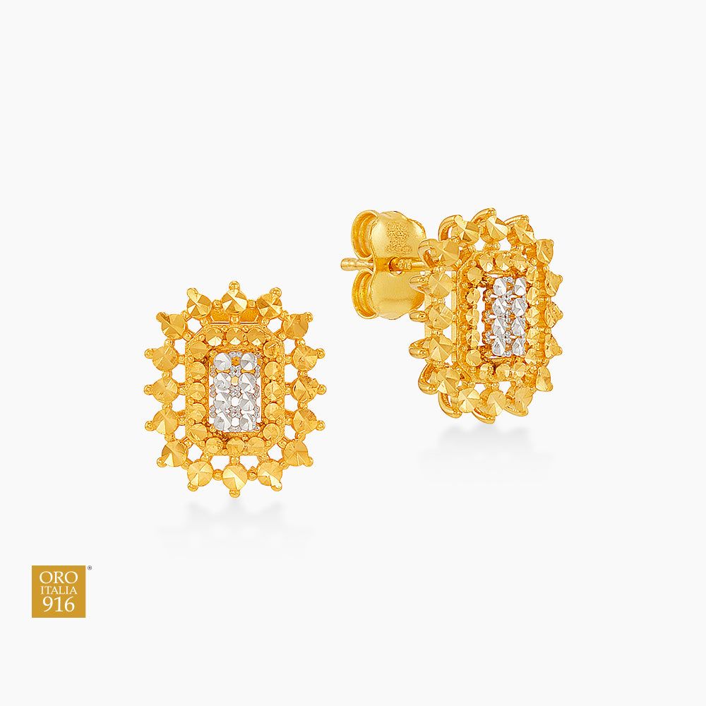 LUMINA | Oro Italia 916 Yellow and White Gold Earrings GE78010426(YW)-BI (22K Gold)