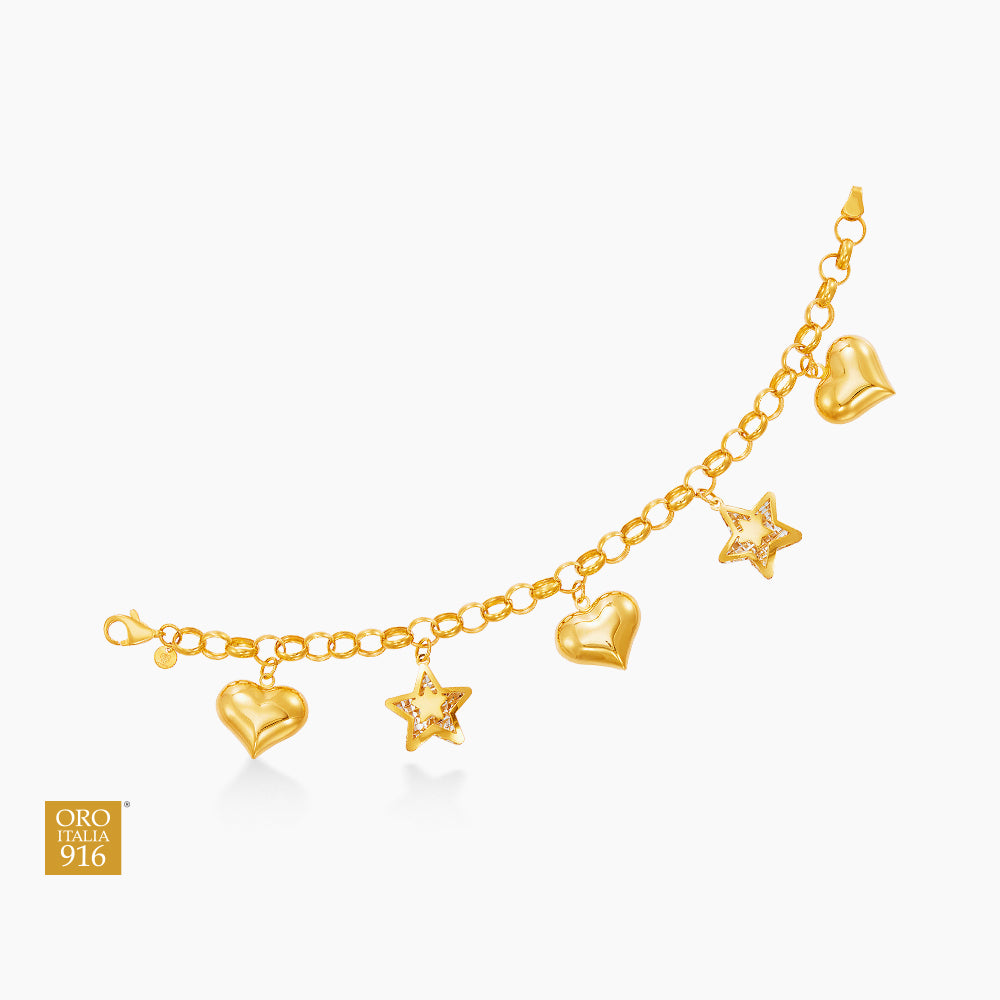 Oro Italia 916 Yellow and White Gold Bracelet GW55550426(YW)-BI (22K Gold)