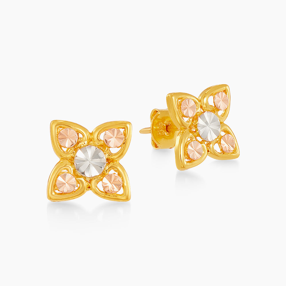 916/22K Yellow, White and Rose Gold Earrings 6300033YWR