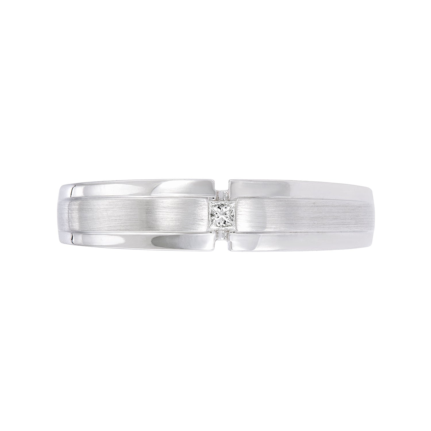 Flush Set Solitaire Princess Cut Men's Ring in 925/Palladium A0295(PLD)