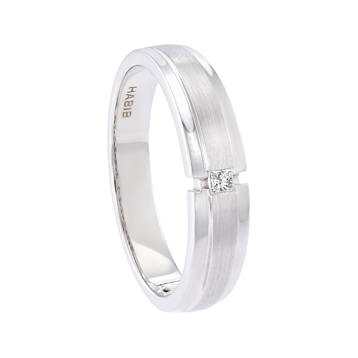 Flush Set Solitaire Princess Cut Men's Ring in 925/Palladium A0295(PLD)