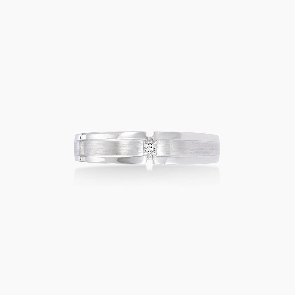 Flush Set Solitaire Princess Cut Men's Ring in 925/Palladium A0295(PLD)