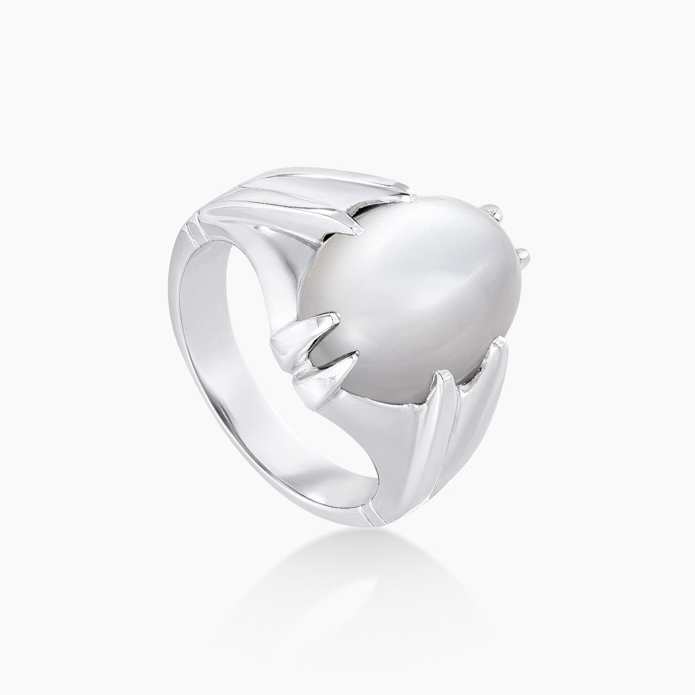Moonstone Claw Set Men's Ring in 925 Palladium A0529(PLD)-MN