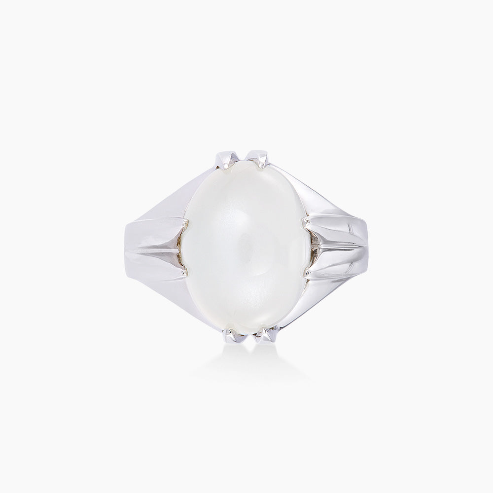 Moonstone Claw Set Men's Ring in 925 Palladium A0529(PLD)-MN