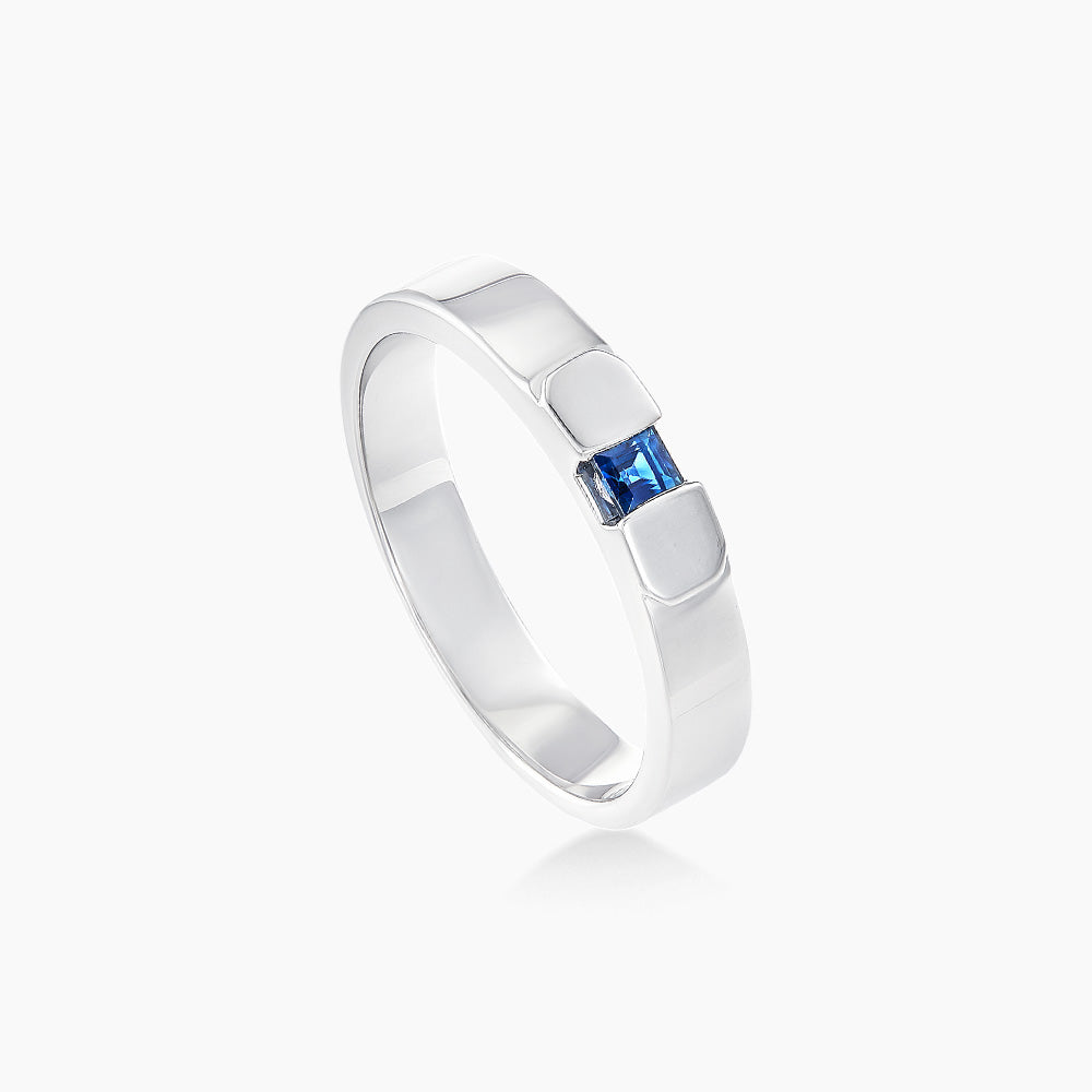 Blue Sapphire Diamond Men's Ring in 925 Palladium A0558(PLD)