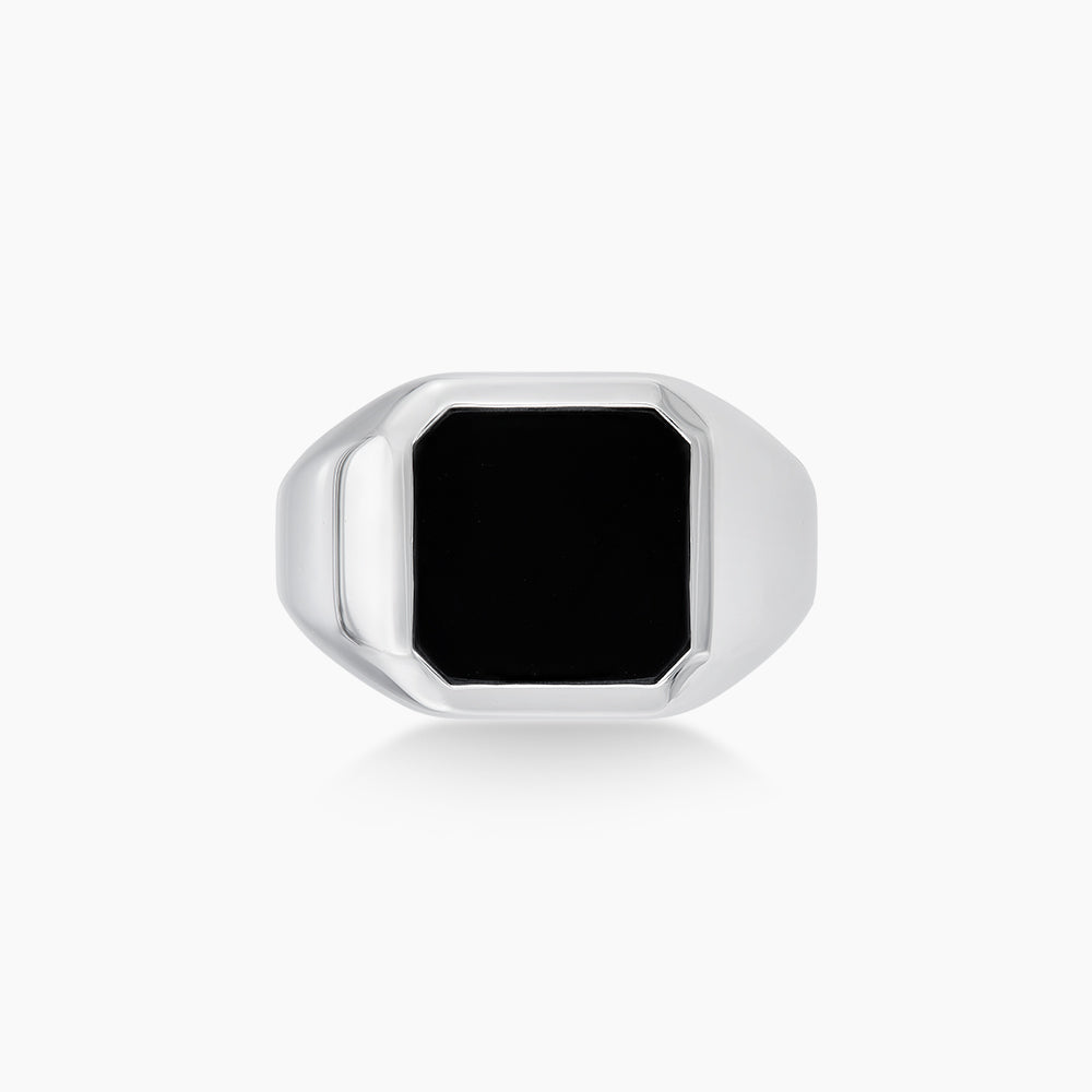 Square Black Onyx in 925 Silver Palladium A05900424(PLD)-ONYX