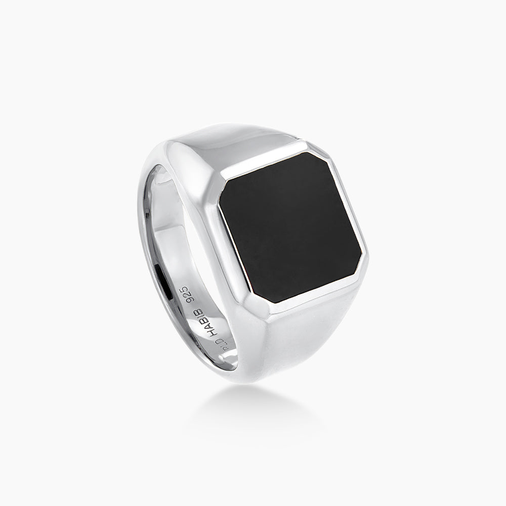 Square Black Onyx in 925 Silver Palladium A05900424(PLD)-ONYX