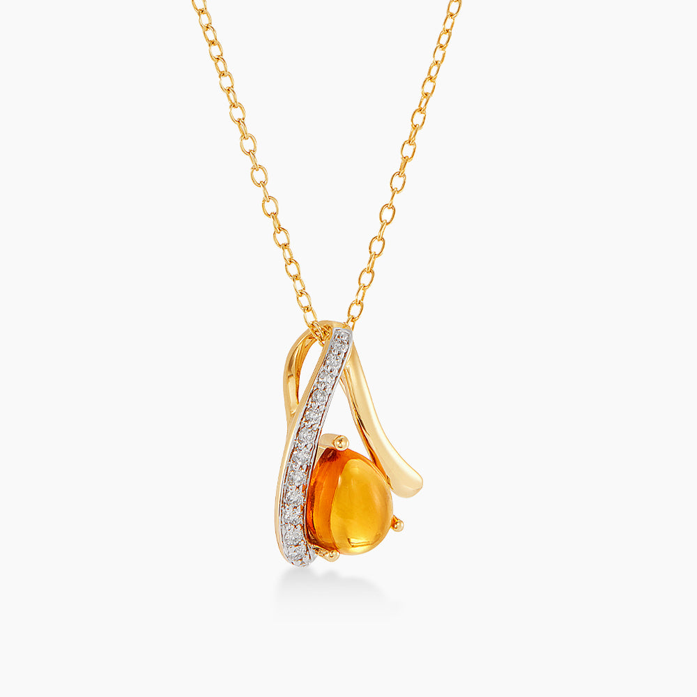 Pear Citrine and Diamond Necklace in 375/9K Yellow Gold 276040826(N)