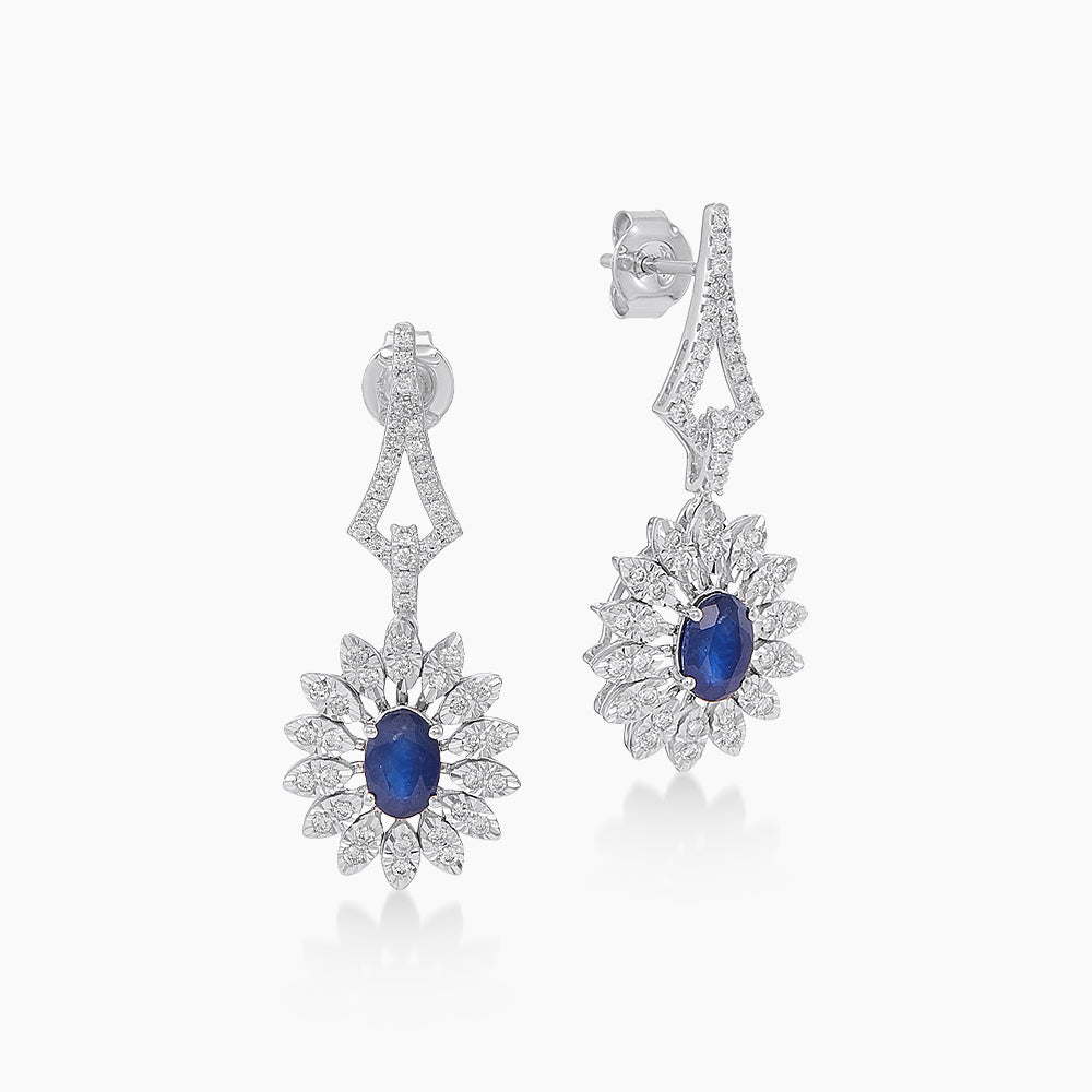 Blue Sapphire and Diamond Earrings in 375/9K White Gold 275160626(E)-WG-BS