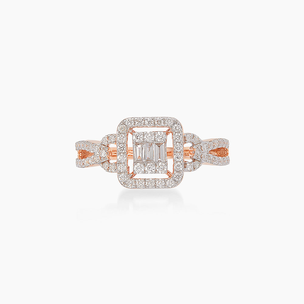 Baguette Diamond Ring in 750/18K Rose Gold 275110526