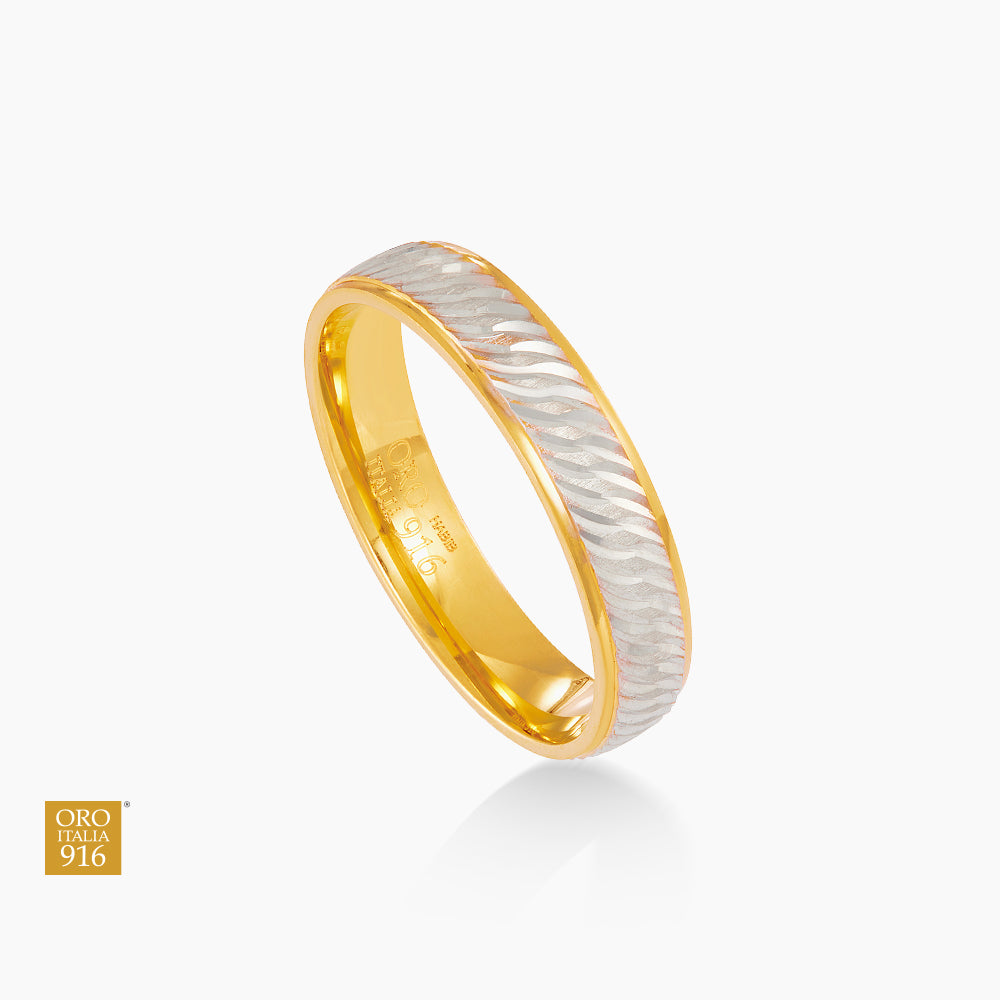 Oro Italia 916 Yellow and White Gold Ring GR62320526(YW)-BI (22K Gold)