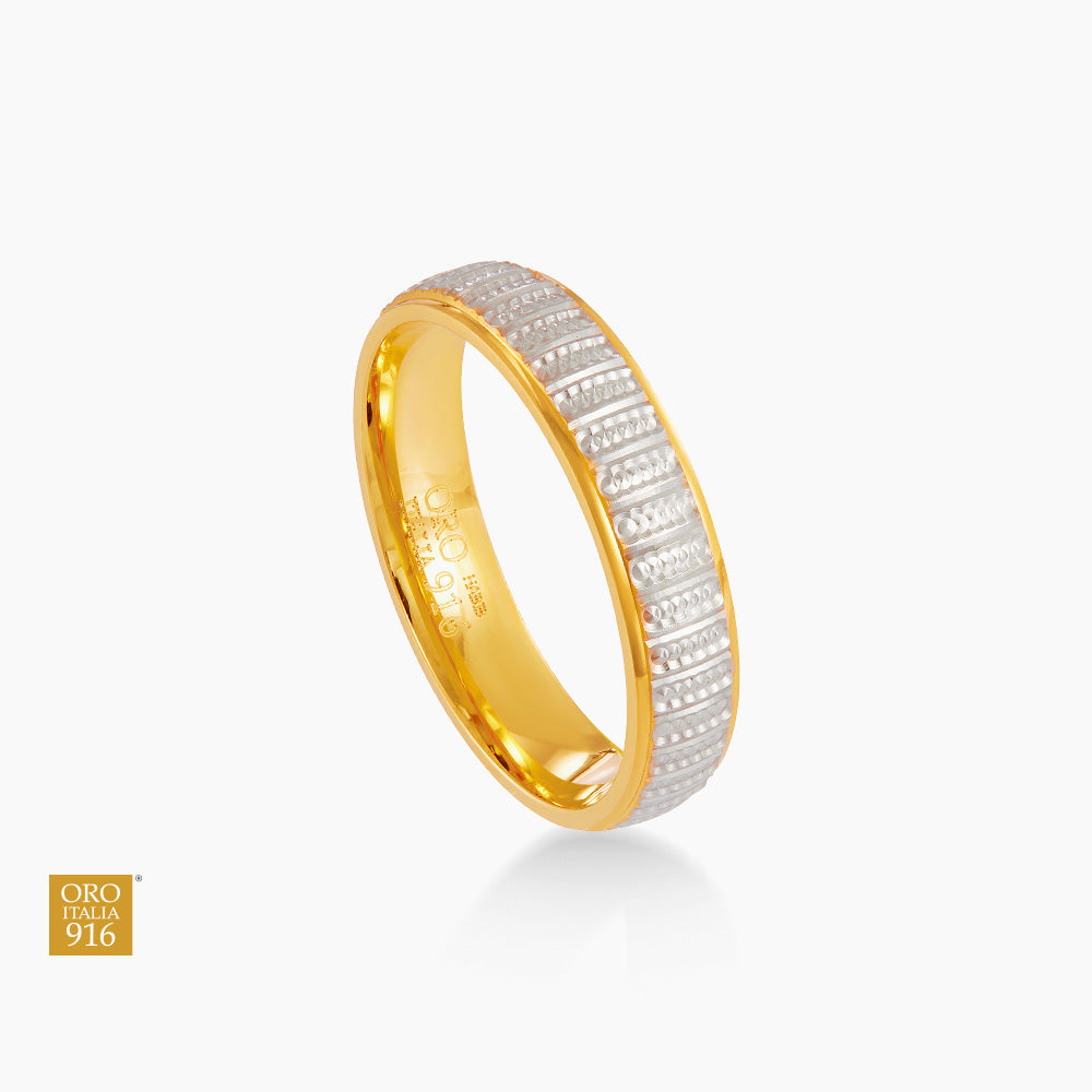 Oro Italia 916 Yellow and White Gold Ring GR62310526(YW)-BI (22K Gold)