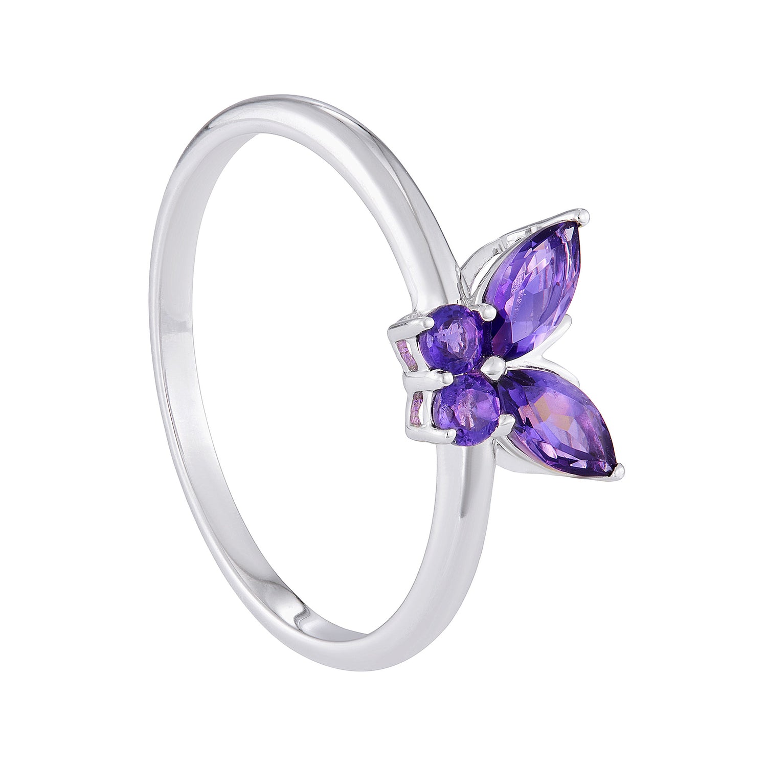 Marquise Amethyst Gemstones Ring in 375/9K White Gold 274340126(R)-AMEH