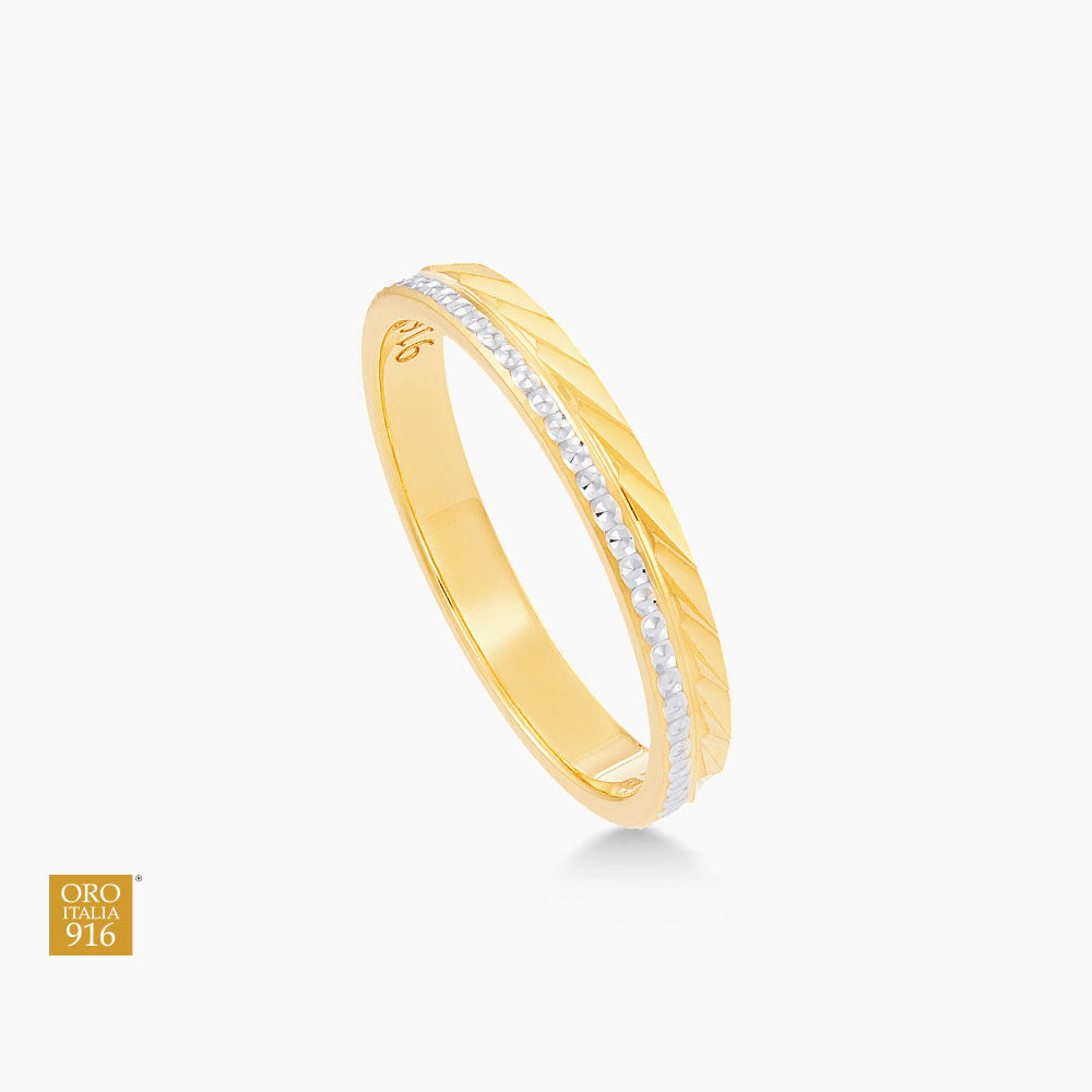 Oro Italia 916 Yellow and White Gold Ring GR55410724(YW)-BI (22K Gold)