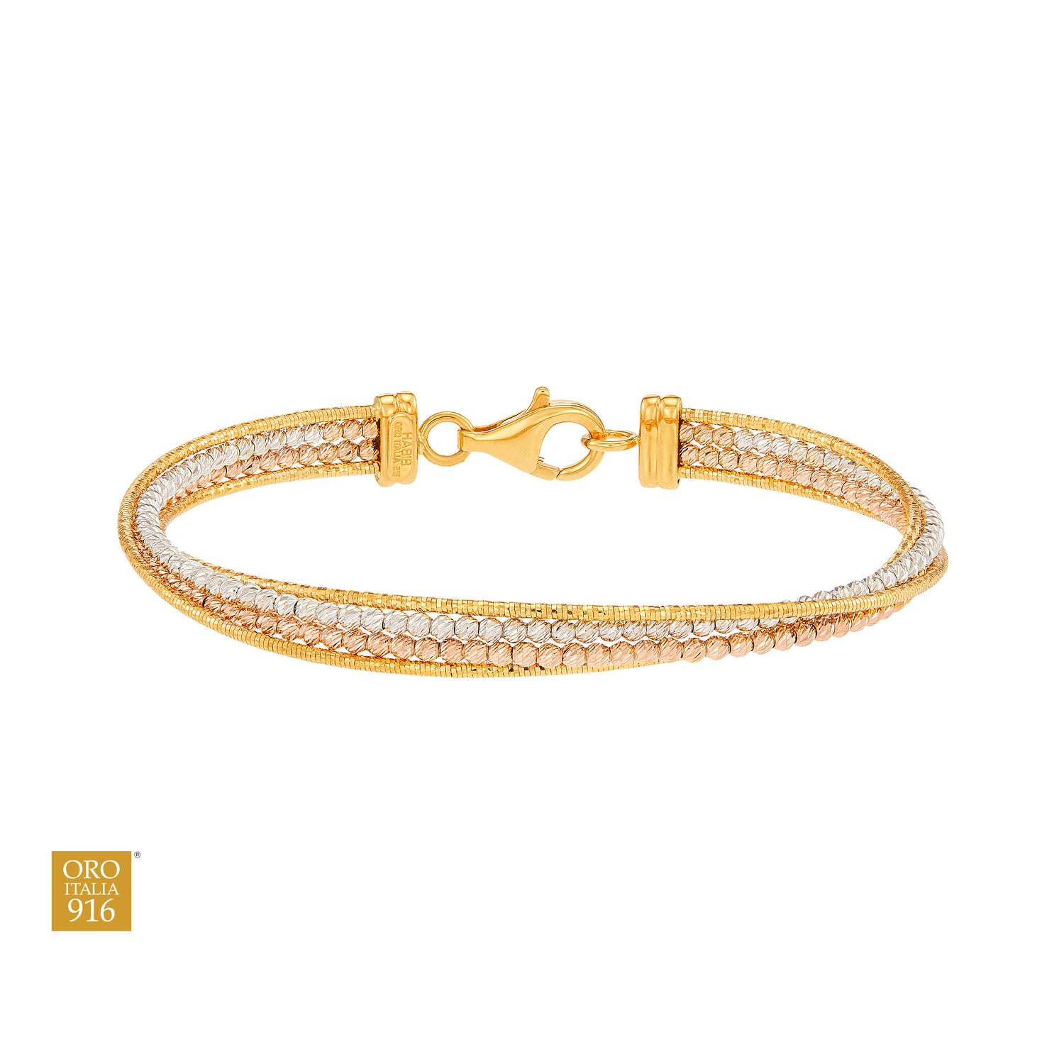 Oro Italia 916 Yellow, Rose and White Gold Bangle GB94180525-TI (22K Gold)