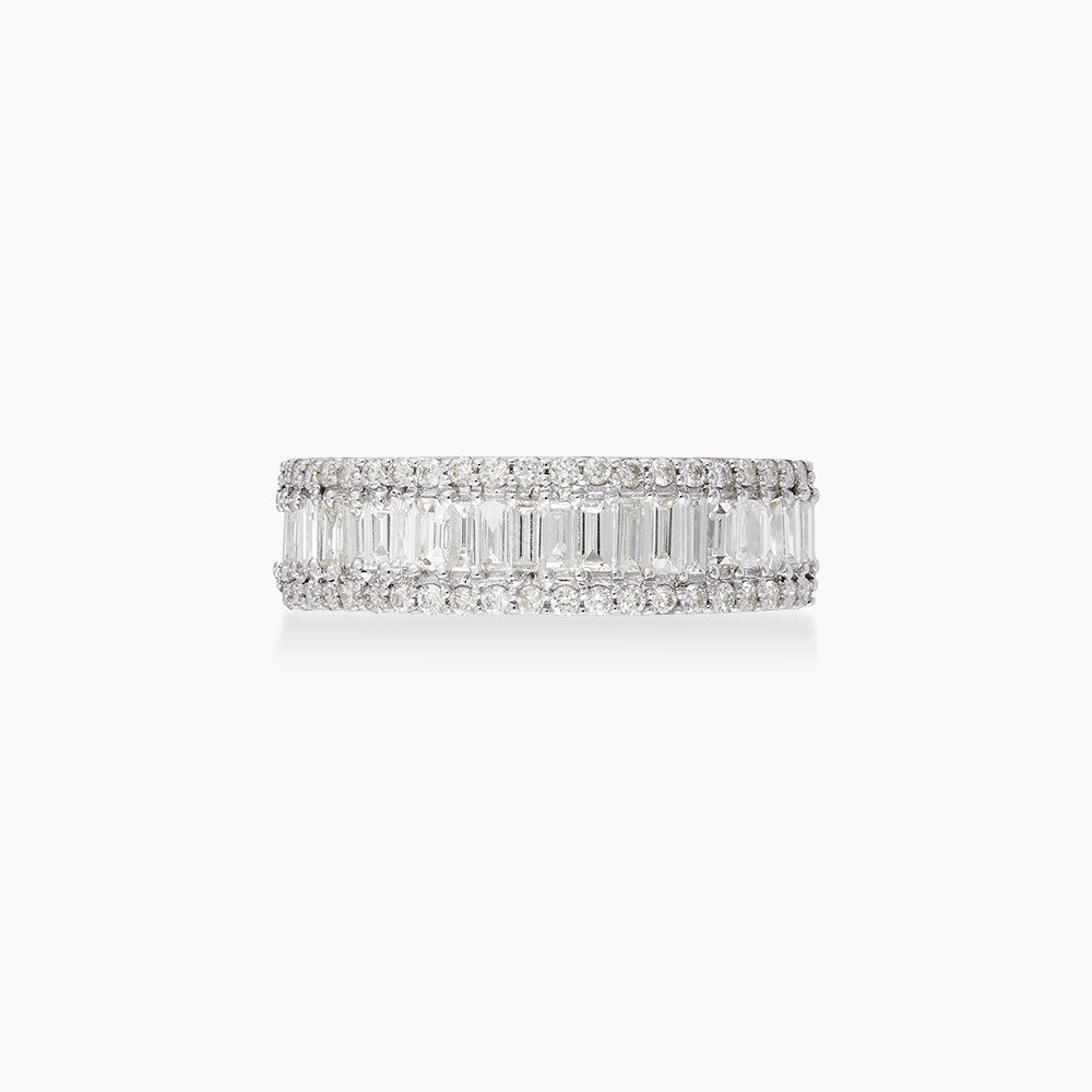 Tapered and Diamond Ring in 375/9K White Gold 274840426(WG)
