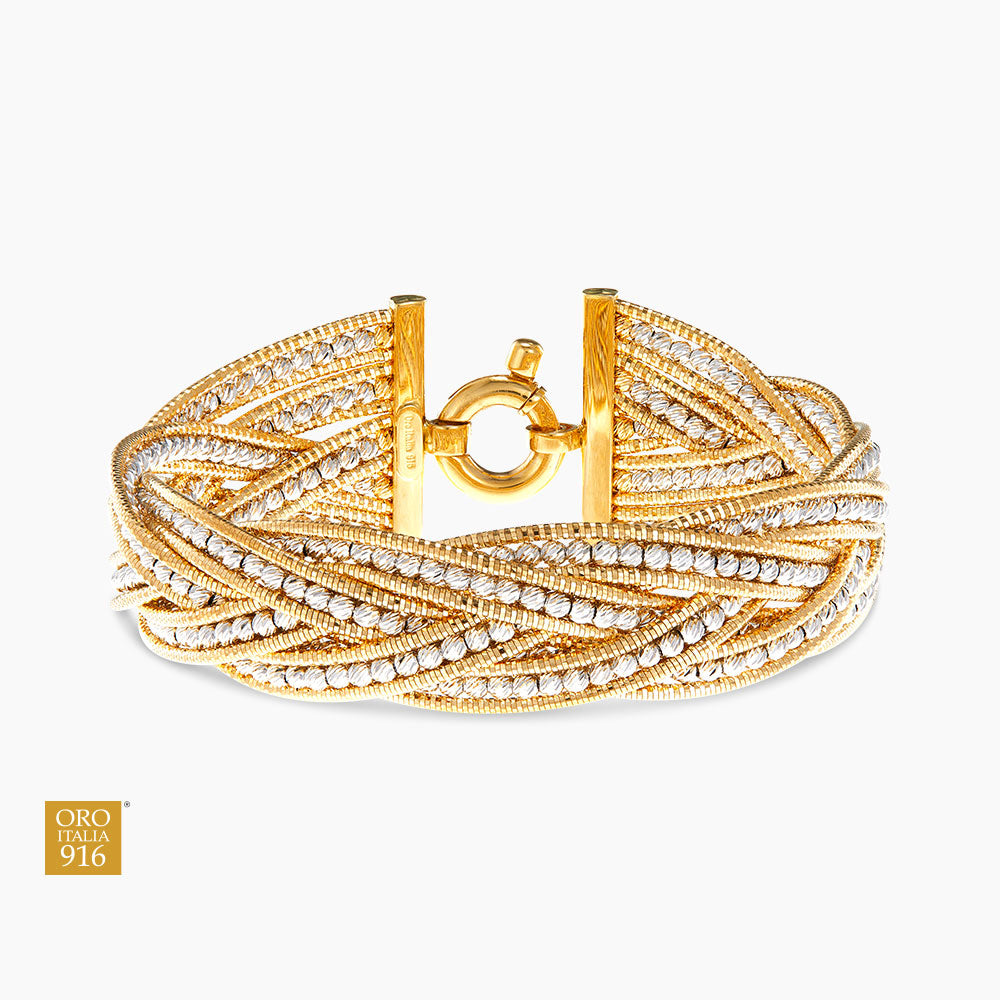 BASSANO | Oro Italia 916 White and Yellow Gold Bangle GB8216-BI (22K Gold)