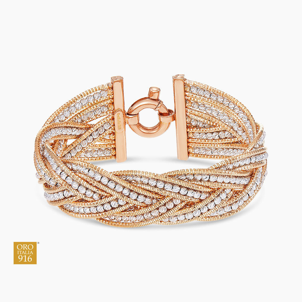 BASSANO | Oro Italia 916 Yellow and White Gold Bangle GB8222(R)-BI (22K Gold)