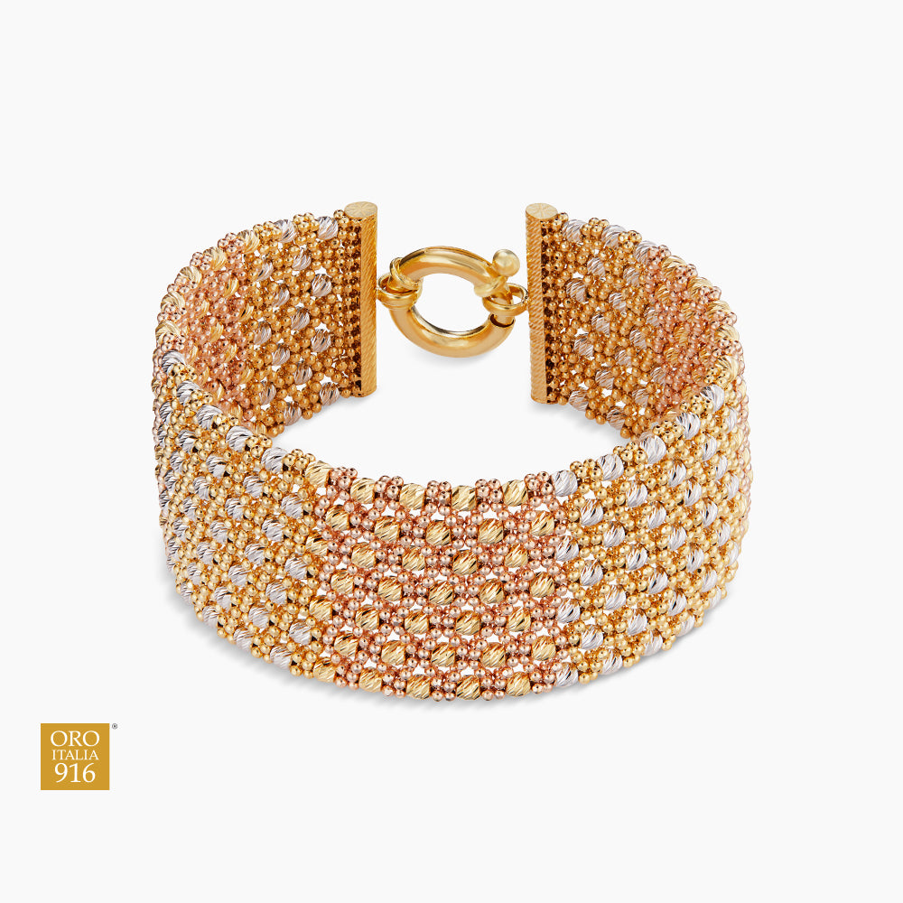 STELLA | Oro Italia 916 White, Yellow and Rose Gold Bangle GB84050920(YW)-TI (22K Gold)