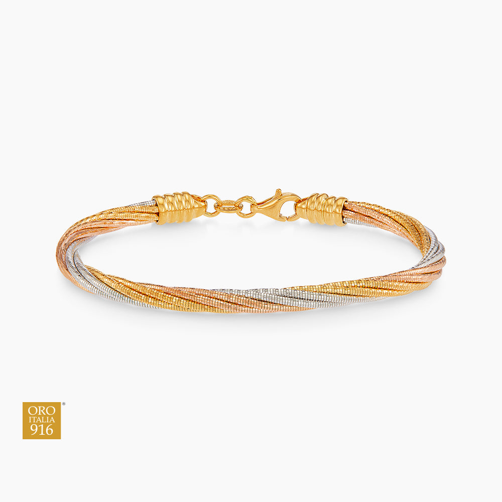 CAVO | Oro Italia 916 Yellow, White and Rose Gold Bangle GB86100525-TI (22K Gold)