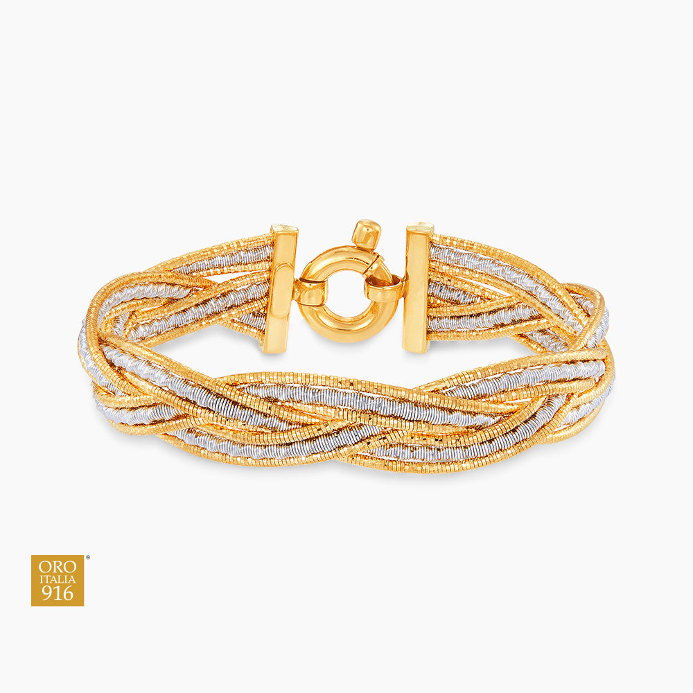 BASSANO | Oro Italia 916 Yellow and White Gold Bangle GB91261023(YW)-BI (22K Gold)