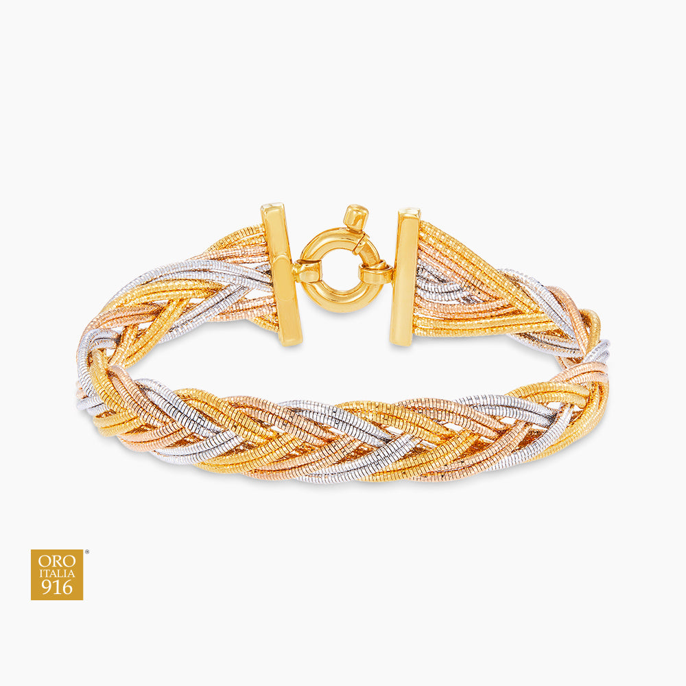 Oro Italia 916 Yellow, White and Rose Gold Bangle GB91691123(12)-TI (22K Gold)