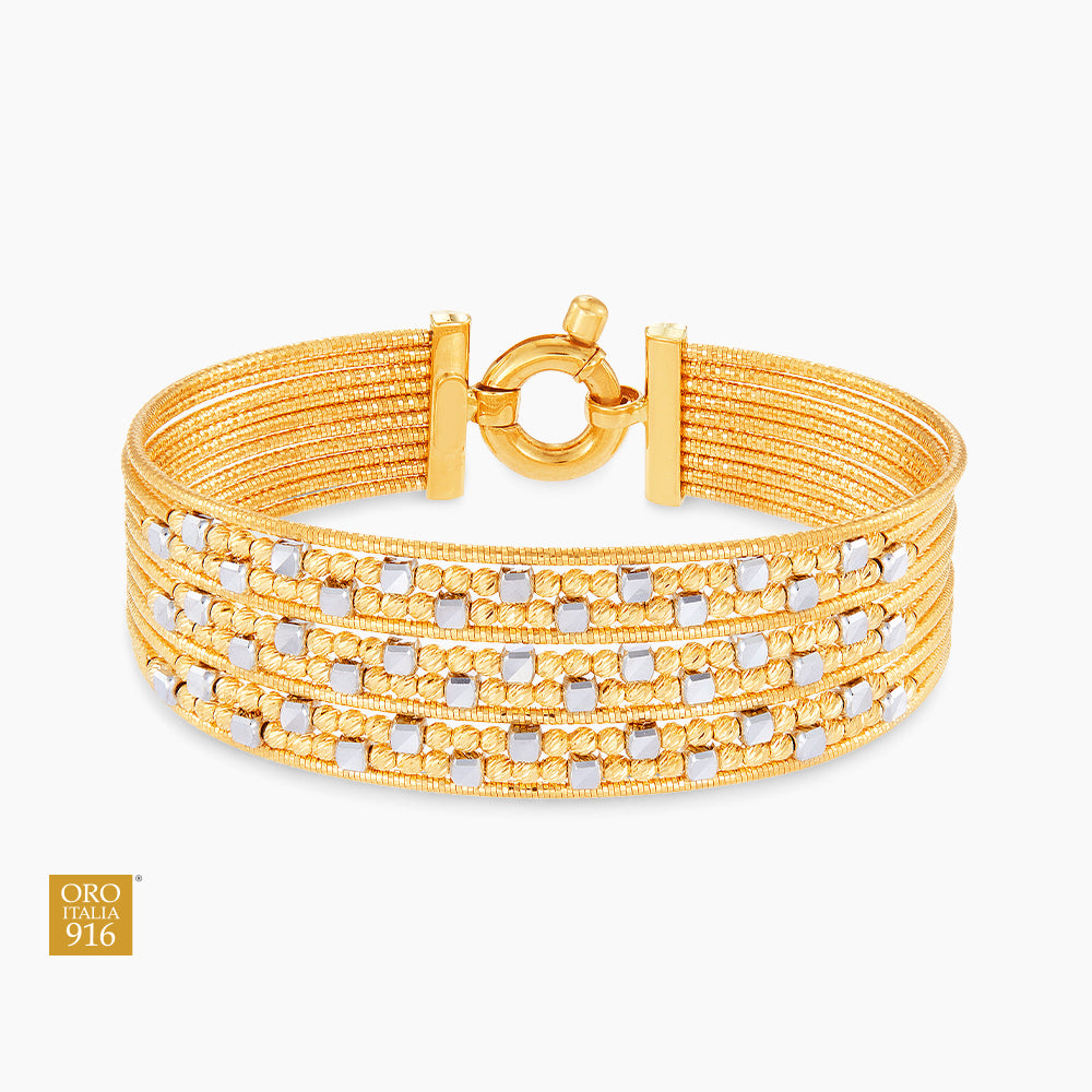 STRATO | Oro Italia 916 Yellow and White Gold Bangle GB91711123(YW)-BI (22K Gold)