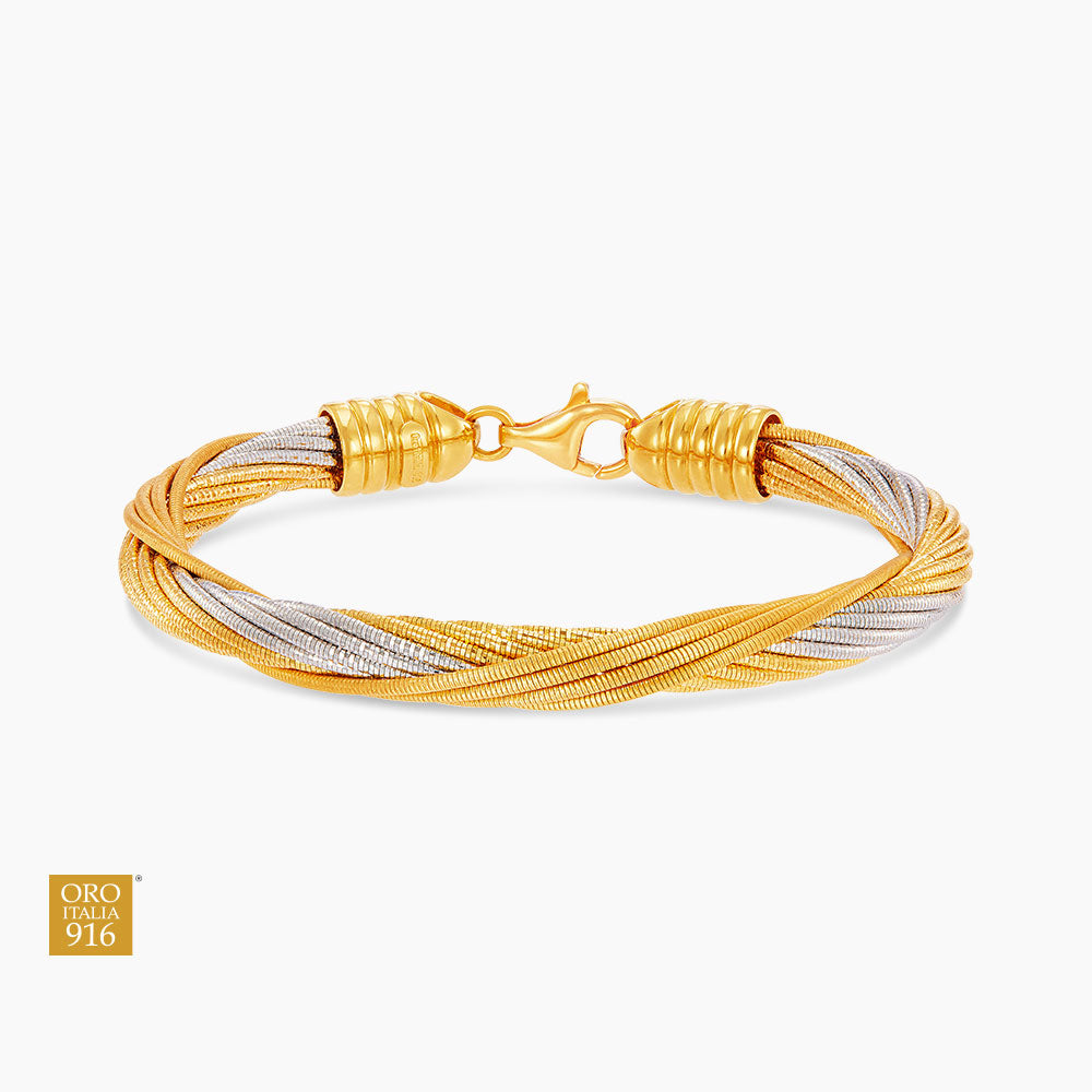 Oro Italia 916 Yellow and White Gold Bangle GB91791123(YW)-BI (22K Gold)