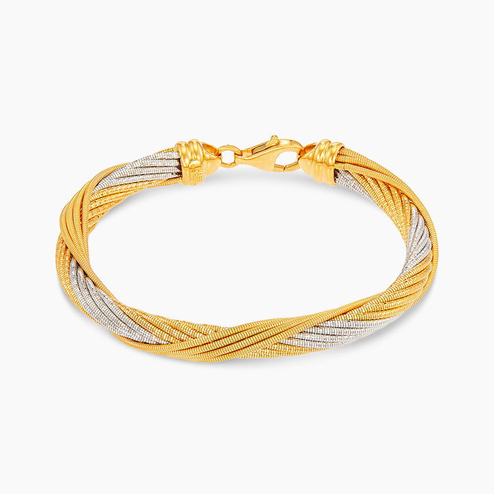 Oro Italia 916 Yellow and White Gold Bangle GB91791123(YW)-BI (22K Gold)