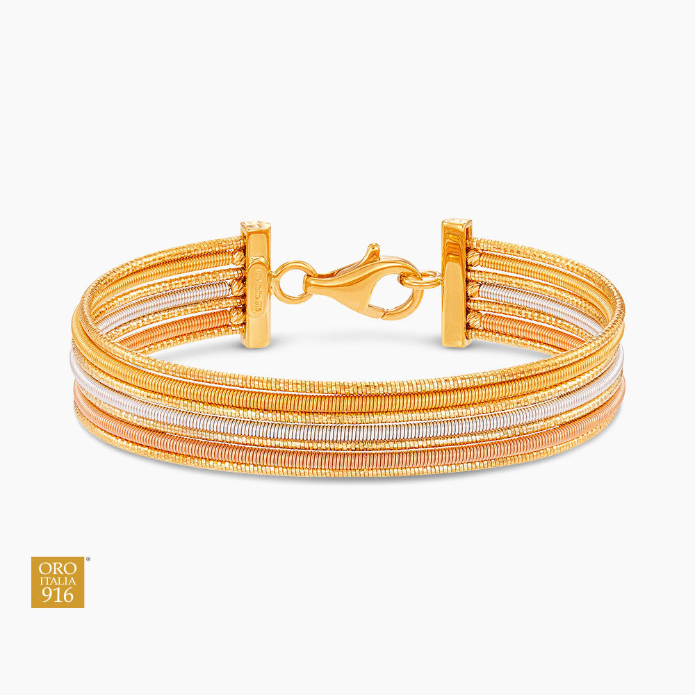 Oro Italia 916 Yellow, White and Rose Gold Bangle GB92460624-TI