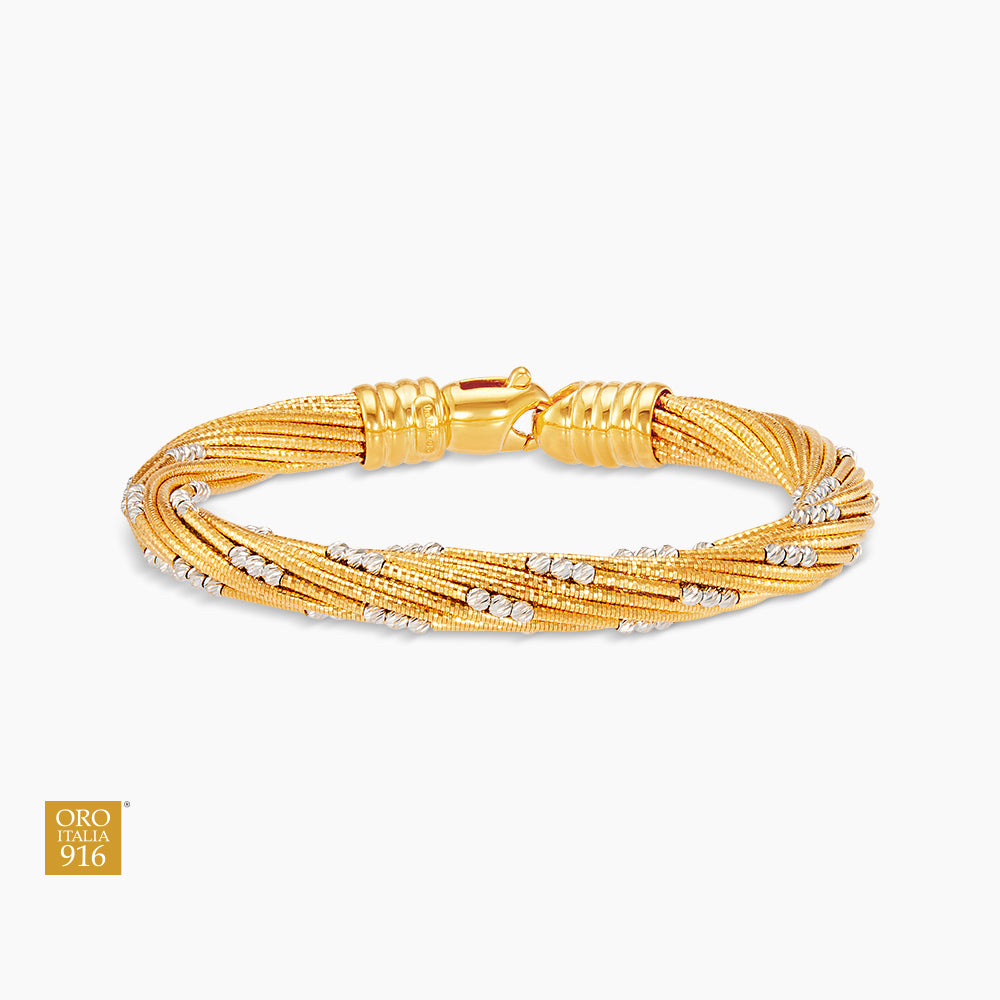 Oro Italia 916 Yellow and White Gold Bangle GB93381124(YW)-BI (22K Gold)
