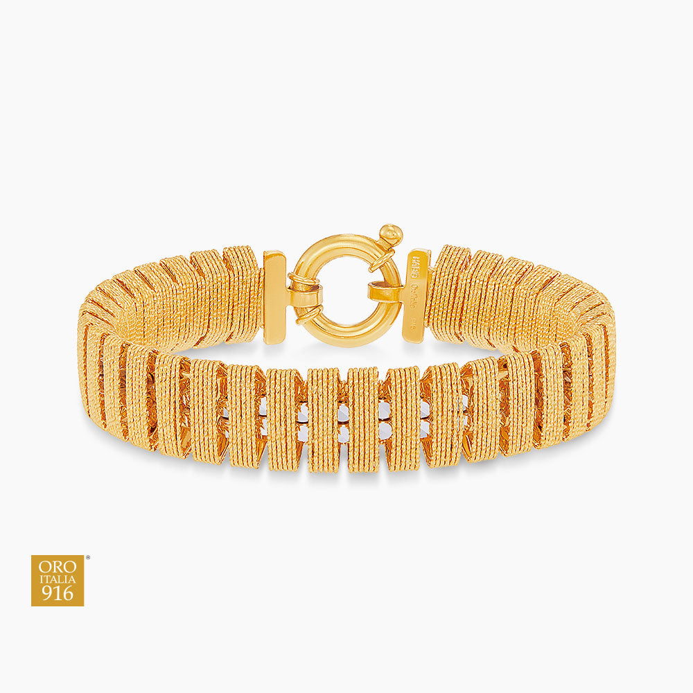 SICILIA | Oro Italia 916 Yellow and White Gold Bangle GB94290525(YW)-BI (22K Gold)