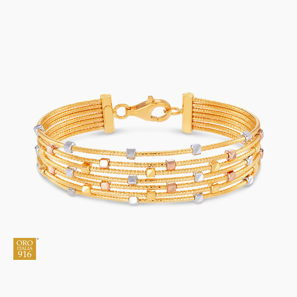 Oro Italia 916 Yellow, White and Rose Gold Bangle GB97070923-TI (22K Gold)