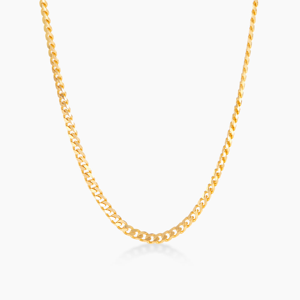 916/22K Yellow Gold Flat Curb Chain Necklace (Sauh Mesin Padu) GC007