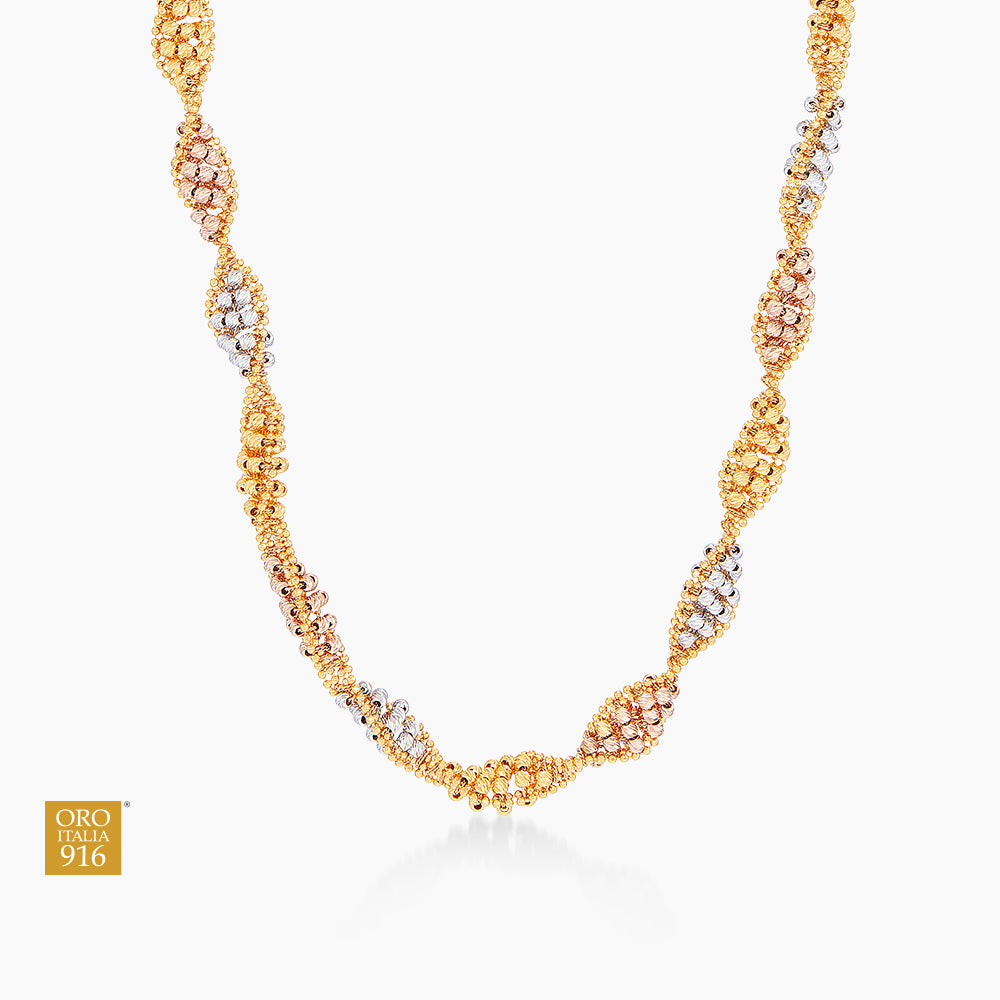 Oro Italia 916 Yellow, White and Rose Gold Necklace GC29160123-TI (22K Gold)