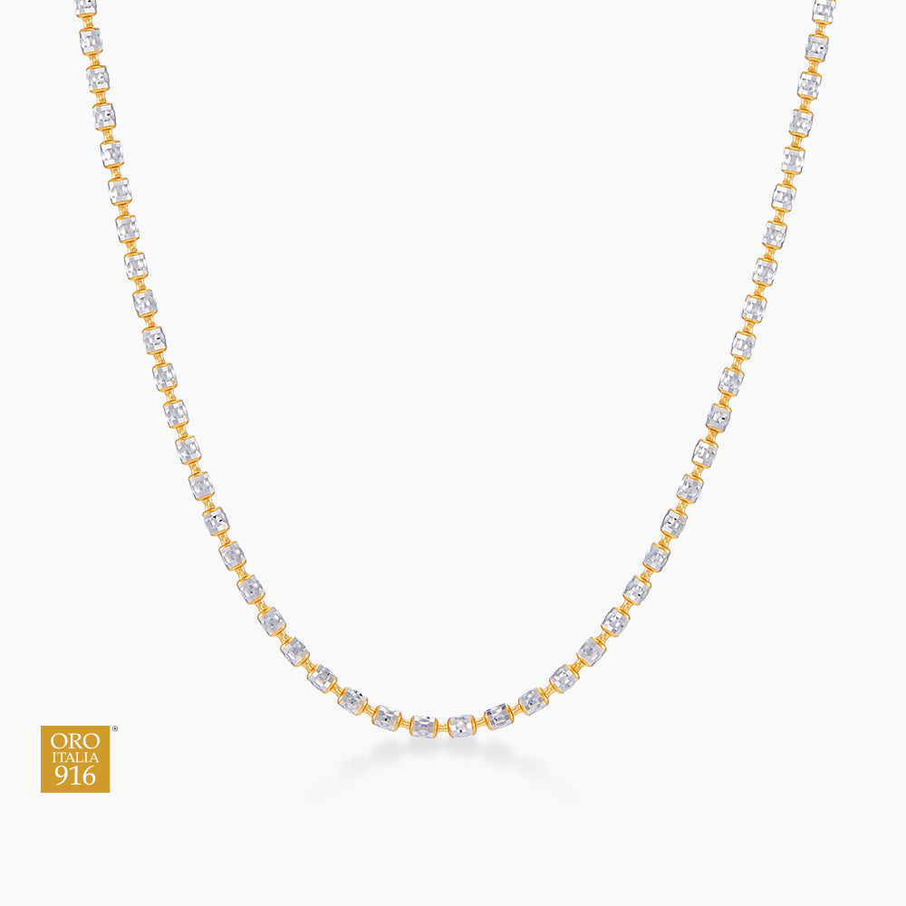 Oro Italia 916 Yellow and White Gold Necklace GC30030923(YW)-BI (22K Gold)
