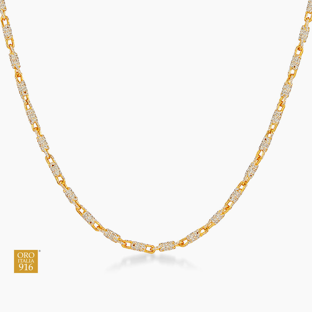 Oro Italia 916 Yellow and White Gold Necklace GC31710924(YW)-BI (22K Gold)