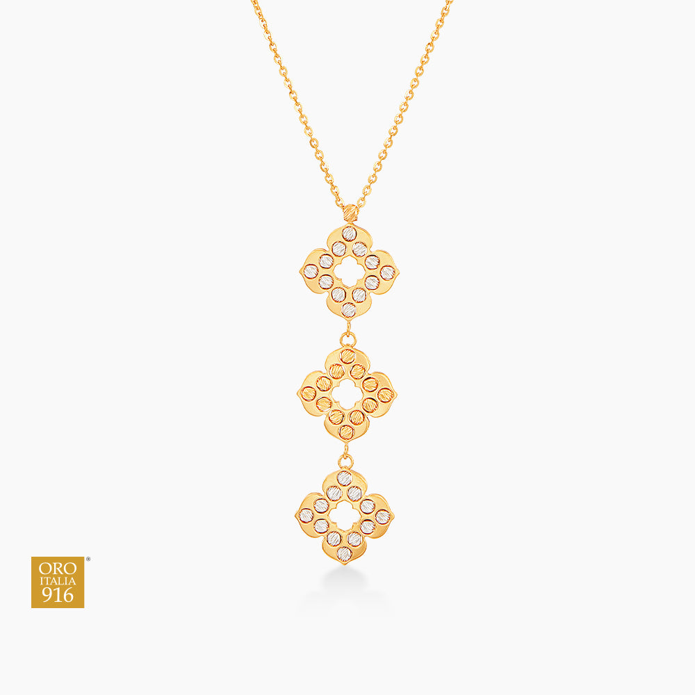 Oro Italia 916 Yellow and White Gold Necklace GC32201024(YW)-BI (22K Gold)