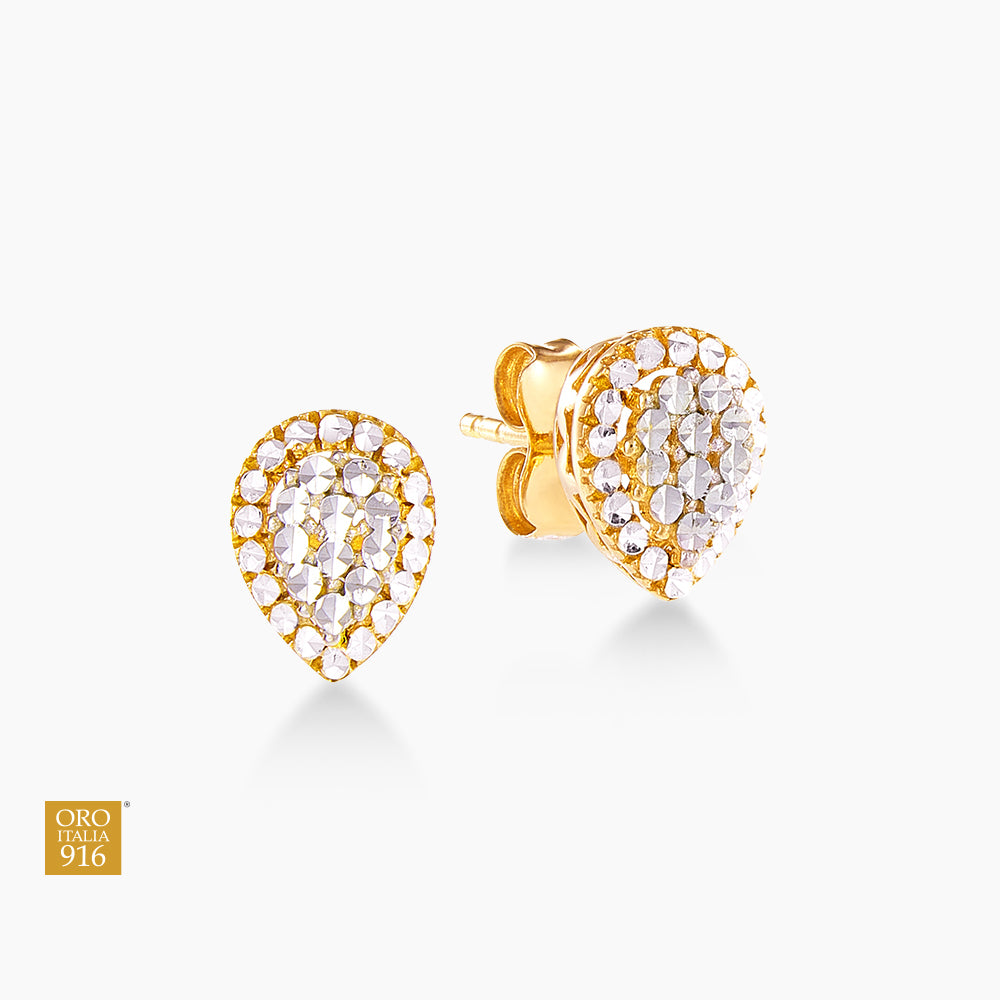 LUMINA | Oro Italia 916 White and Yellow Gold Earrings GE71780121(Y)-BI (22K Gold)