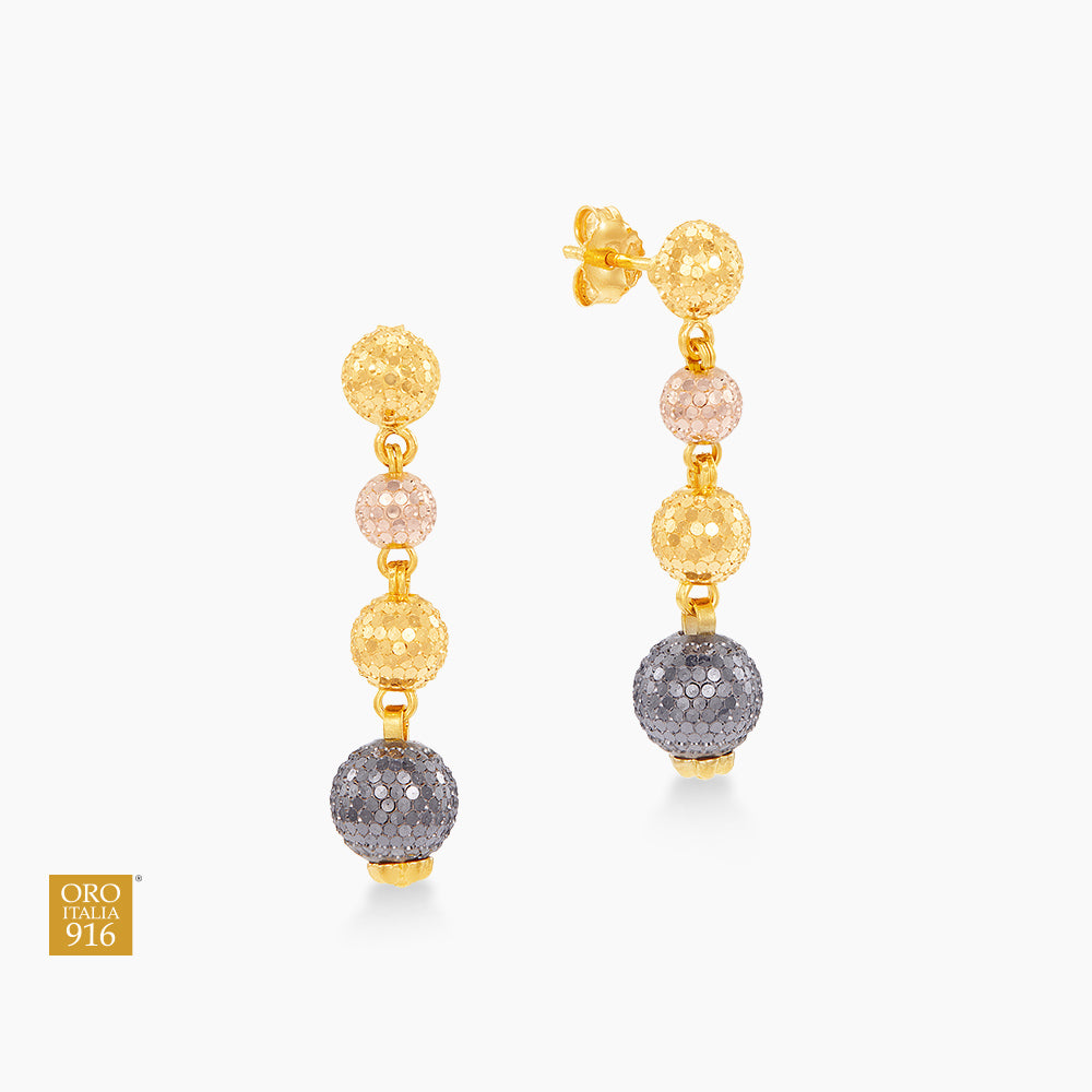 Oro Italia 916 Yellow, White and Rose Gold Earrings GE75240224-TI (22K Gold)