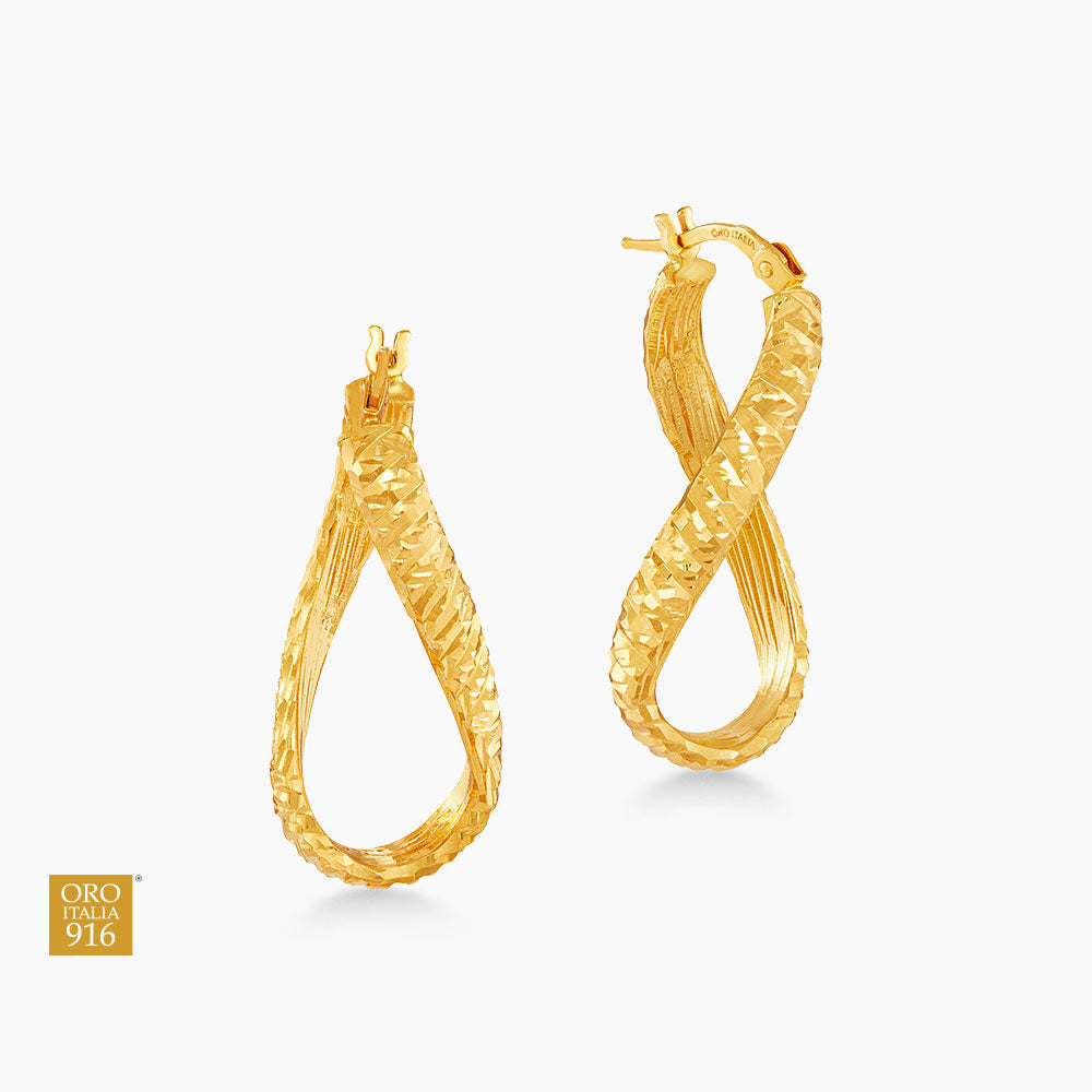 Oro Italia 916 Yellow Gold Earrings GE77241025(YG) (22K Gold)