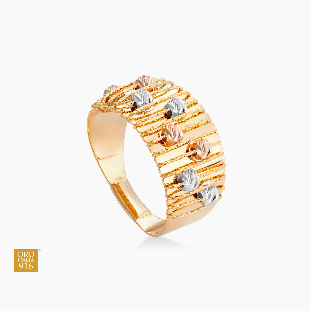 SICILIA | Oro Italia 916 Yellow, White and Rose Gold Ring GR4261 (22K Gold)