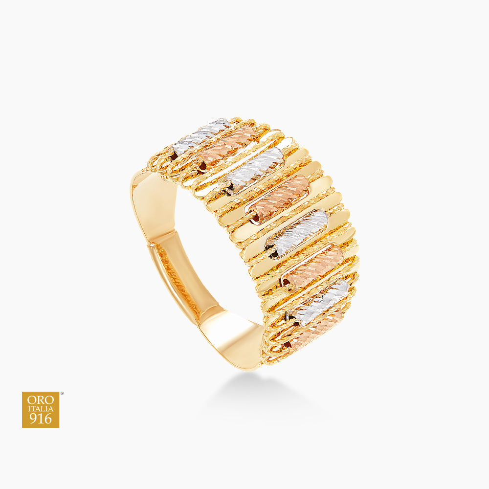 SICILIA | Oro Italia 916 White, Yellow and Rose Gold Ring GR4270-TI (22K Gold)